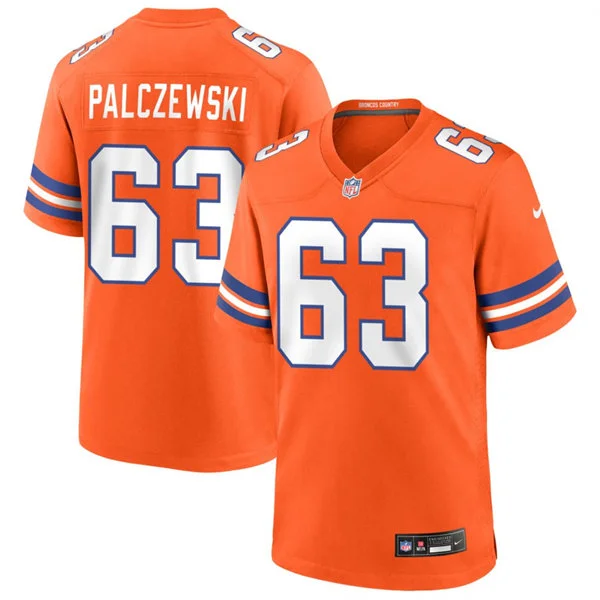 Mens Denver Broncos #63 Alex Palczewski Orange Mile High Collection 1977 Throwback F.U.S.E. Limited Jersey