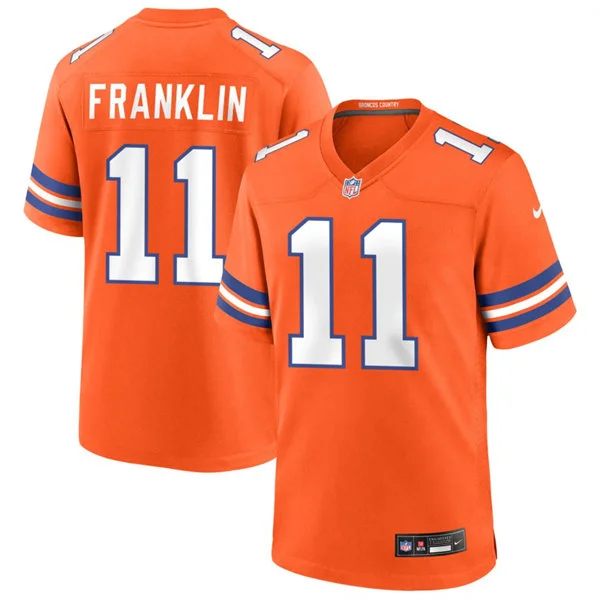 Mens Denver Broncos #11 Troy Franklin Orange Mile High Collection 1977 Throwback F.U.S.E. Limited Jersey
