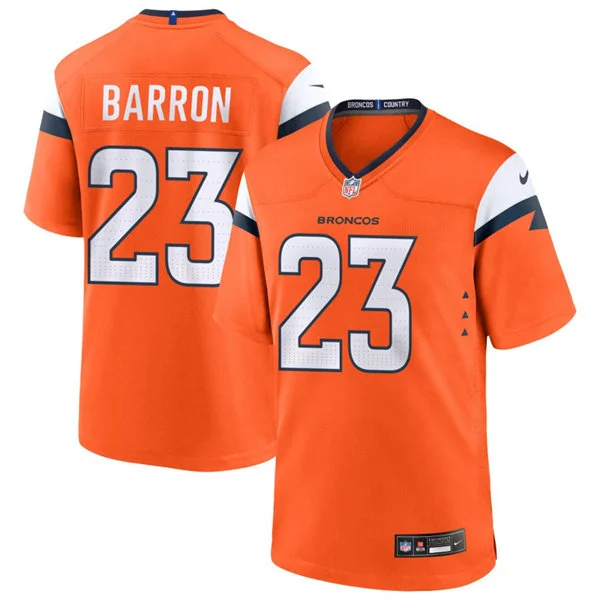 Mens Denver Broncos #23 Jahdae Barron Nike Orange Vapor F.U.S.E. Limited Player Jersey