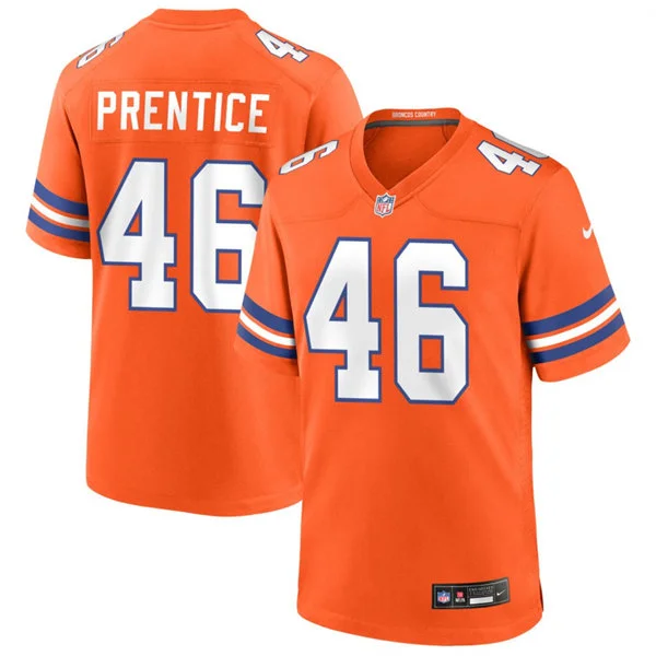 Mens Denver Broncos #46 Adam Prentice Orange Mile High Collection 1977 Throwback F.U.S.E. Limited Jersey