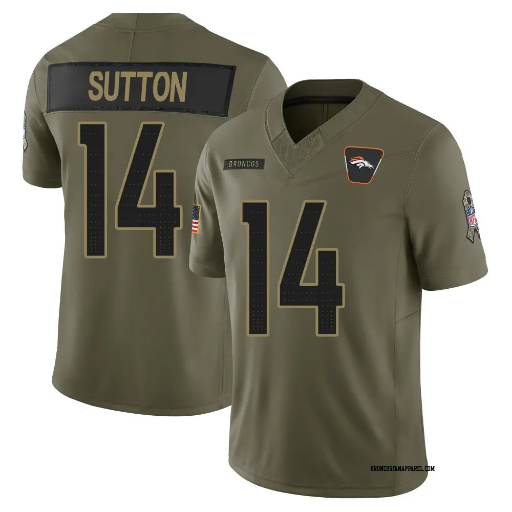 Mens Denver Broncos #14 Courtland Sutton 2025 Salute to Service Limited Jersey - Olive