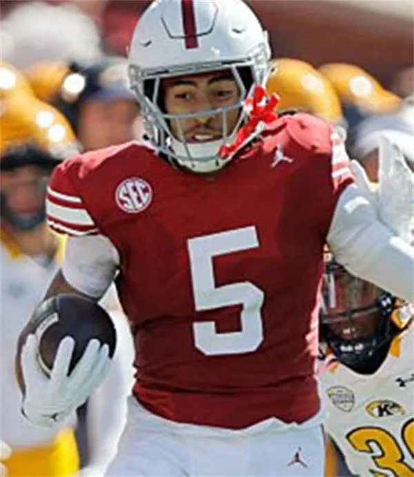 Oklahoma Sooners #5 Isaiah Sategna III 2025 Crimson Throwback Alternate Football Game Jersey