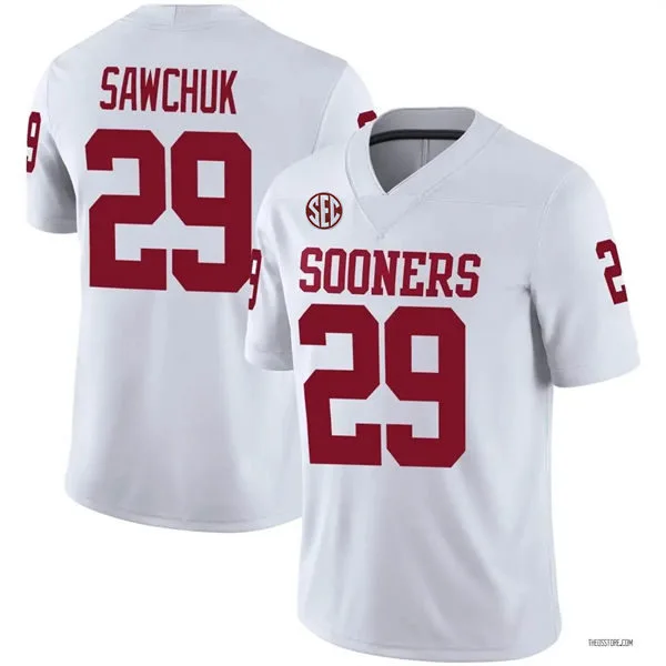 Oklahoma Sooners #29 Gabe Sawchuk 2025 SEC White Football Game Jersey