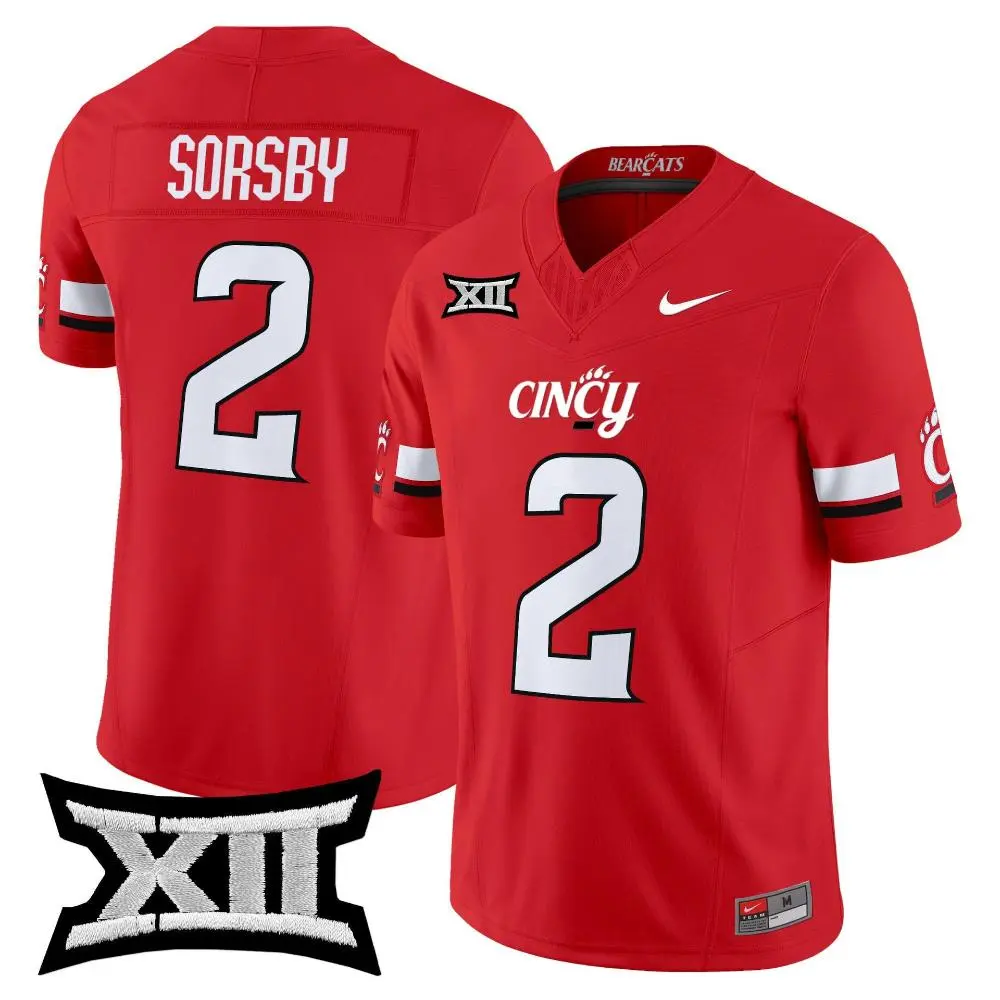 Cincinnati Bearcats #2 Brendan Sorsby 2025 CINCY Red Vapor F.U.S.E.Limited Football Jersey