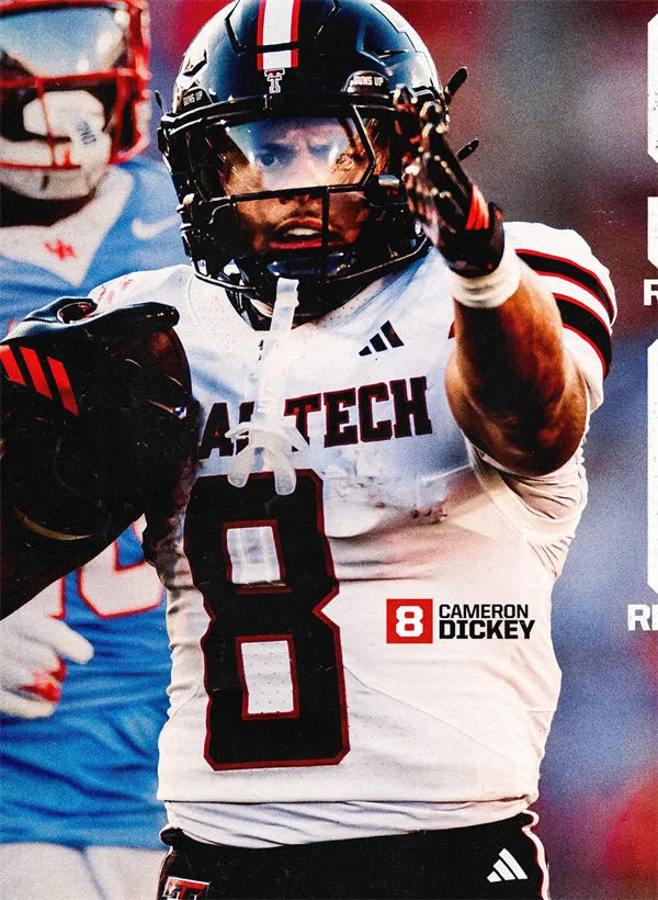 Texas Tech Red Raiders #8 CAMERON DICKEY 2025 White Football Game Jersey