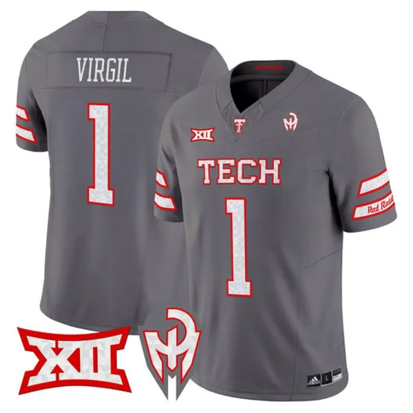 Texas Tech Red Raiders #1 Reggie Virgil Gray GalvanICED Alternate Football Jersey