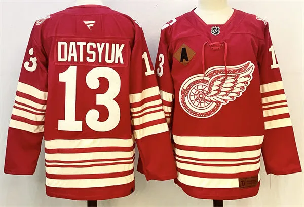 Men's Detroit Red Wings Retired Player #13 Pavel Datsyuk Red Heritage-Rich Centennial Premium Jersey