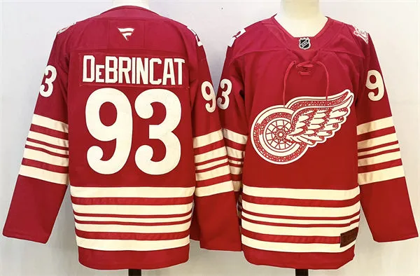 Men's Detroit Red Wings #93 Alex DeBrincat Red Heritage-Rich Centennial Premium Jersey