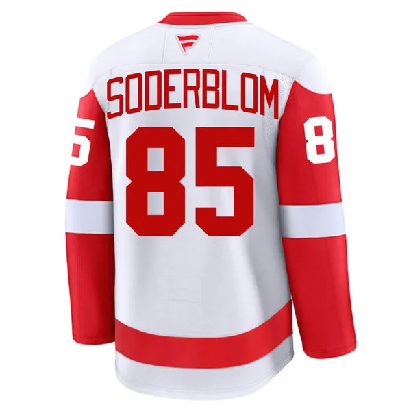 Men's Detroit Red Wings #85 Elmer Soderblom Fanatics White Away Jersey