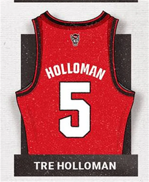 NC State Wolfpack #5 Tre Holloman 2025 Red College Basketball Game Jersey