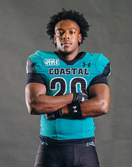 Coastal Carolina Chanticleers #20 Jevon Edwards 2025 Green Under Armour Football Jersey