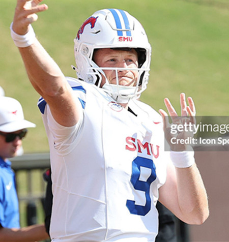 SMU Mustangs #9 Tyler Van Dyke 2025 White Football Game Jersey