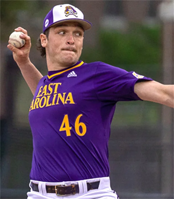 East Carolina Pirates #46 Trey Yesavage 2024 Purple Pullover Baseball Game Jersey