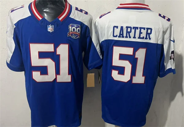 Men's New York Giants #51 Abdul Carter Royal White Gratitude Limited Jersey(1)