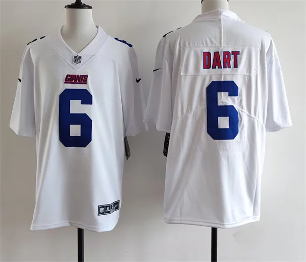 Men's New York Giants #6 Jaxson Dart  Nike Tundra White Fashion Game Jersey(2)