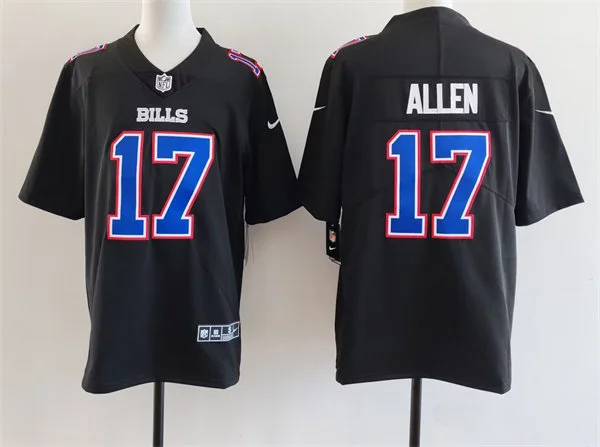 Mens Buffalo Bills #17 Josh Allen Carbon Black Fashion Limited Jersey