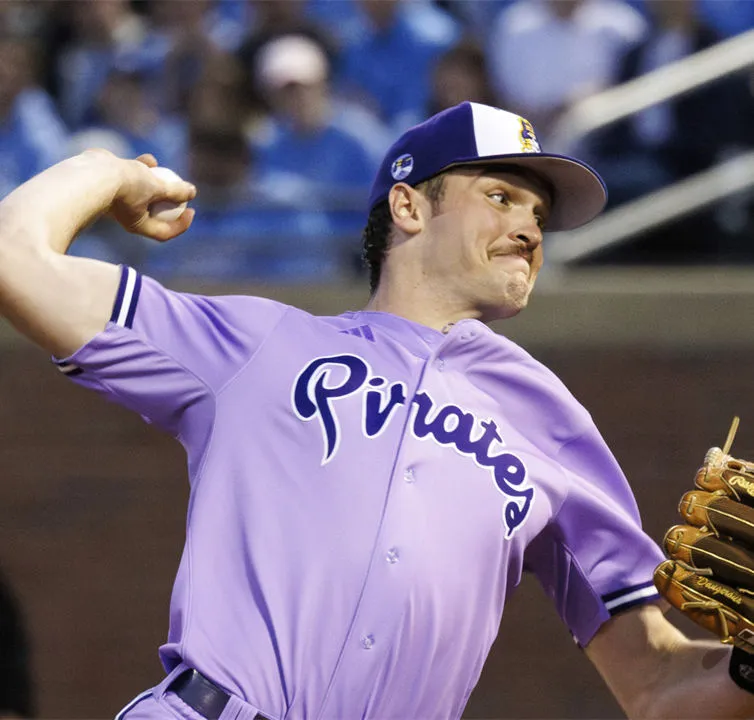 East Carolina Pirates #46 Trey Yesavage 2024 Purple Baseball Game Jersey