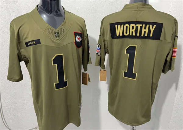 Mens Kansas City Chiefs #1 Xavier Worthy Nike 2025 Salute to Service Limited Jersey - Olive