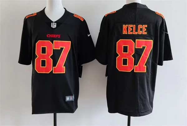 Men's Kansas City Chiefs #87 Travis Kelce Carbon Black Fashion Limited Jersey