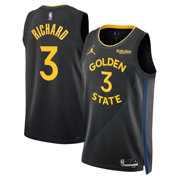 Mens Golden State Warriors #3 Will Richard Black Statement Edition SwingmanJersey