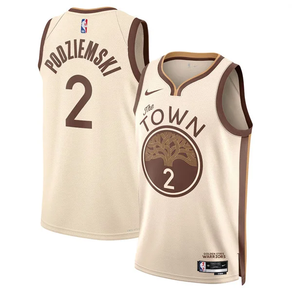 Mens Golden State Warriors #2 Brandin Podziemski 2025-26 Tan City Edition Swingman Jersey