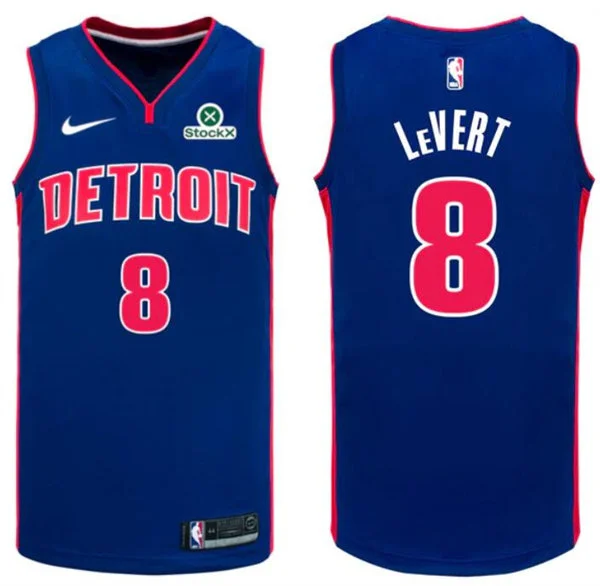 Mens Detroit Pistons #8 Caris LeVert Blue Icon Edition Swingman Jersey