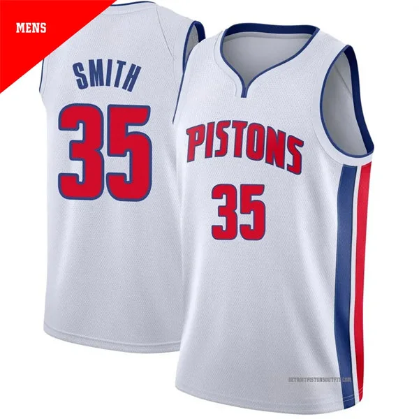 Mens Detroit Pistons #35 Tolu Smith White Association Edition Swingman Jersey