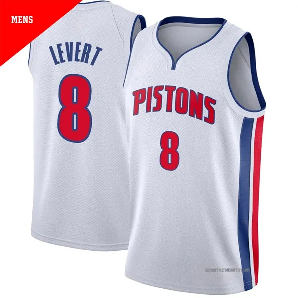 Mens Detroit Pistons #8 Caris LeVert White Association Edition Swingman Jersey