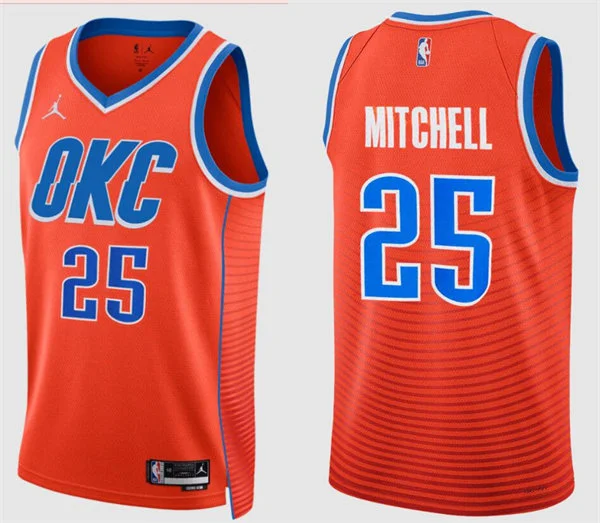 Mens Oklahoma City Thunder #25 Ajay Mitchell Orange Statement Edition Swingman Jersey