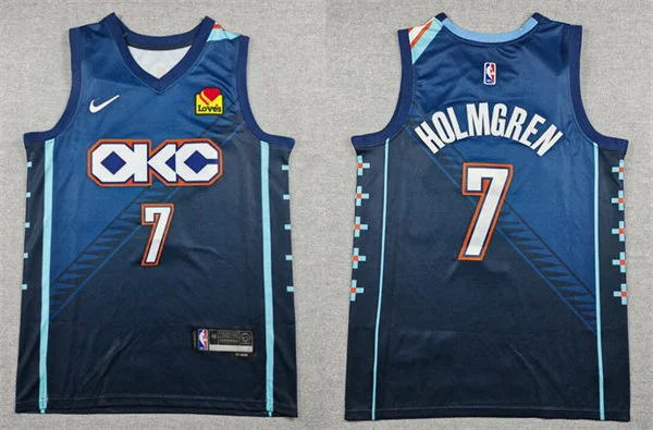 Mens Oklahoma City Thunder #7 Chet Holmgren Navy 2025-26 City Edition Swingman  Jersey