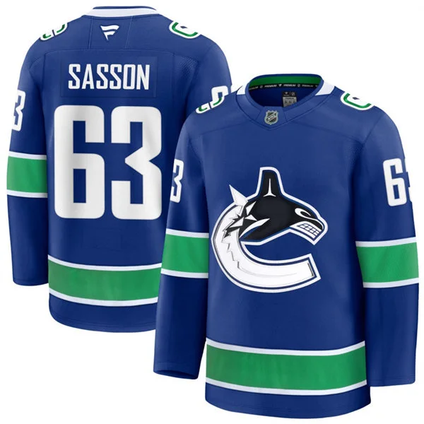 Men's Vancouver Canucks #63 Max Sasson Fanatics Home Blue Premium Jersey