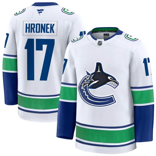 Men's Vancouver Canucks #17 Filip Hronek Fanatics Away White Premium Jersey