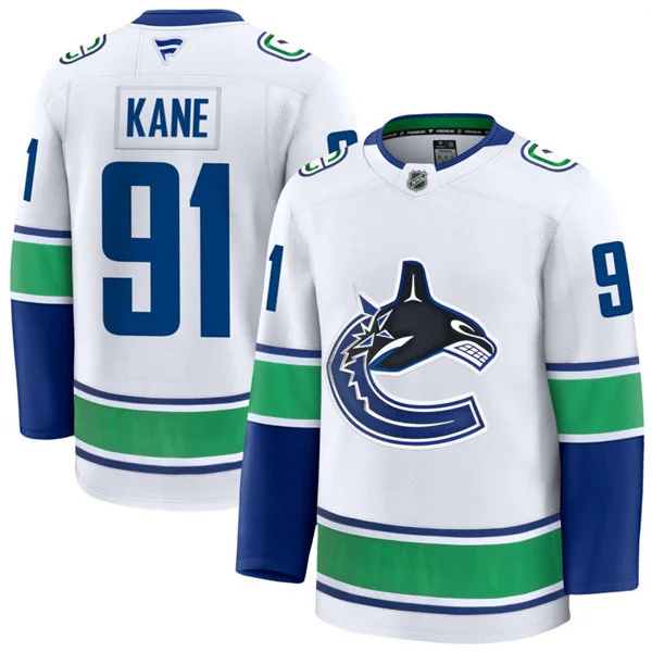Men's Vancouver Canucks #91 Evander Kane Fanatics Away White Premium Jersey