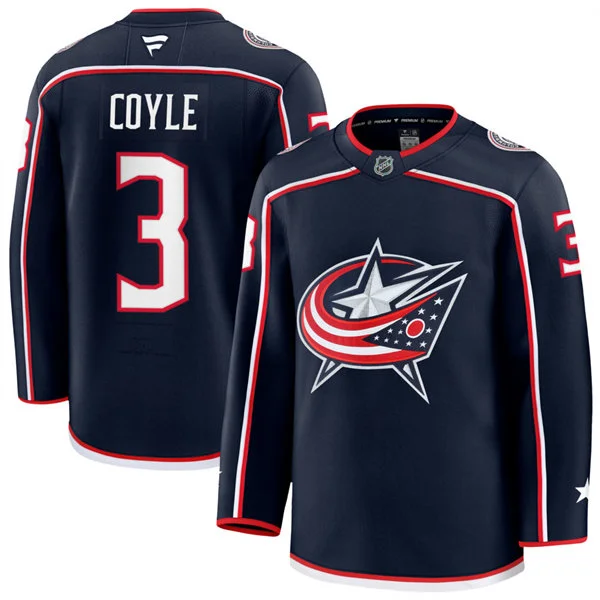 Mens Columbus Blue Jackets #3 Charlie Coyle Fanatics Navy Home Premium Jersey
