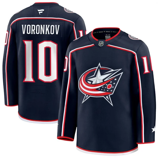 Mens Columbus Blue Jackets #10 Dmitri Voronkov Fanatics Navy Home Premium Jersey