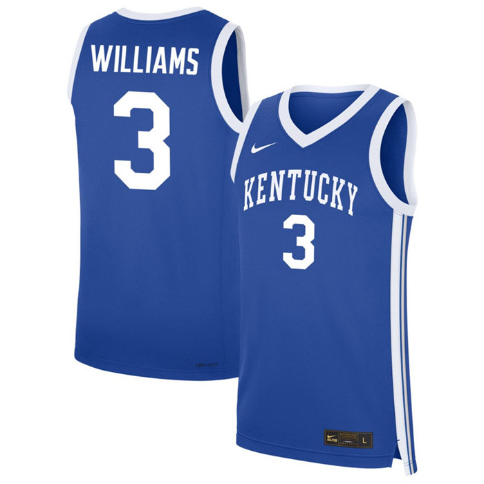 Kentucky Wildcats #3 Kam Williams Royal College Basketball Game Jersey