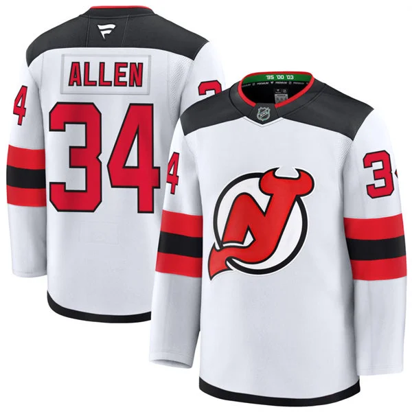 Mens New Jersey Devils #34 Jake Allen Fanatics Away White Premium Jersey