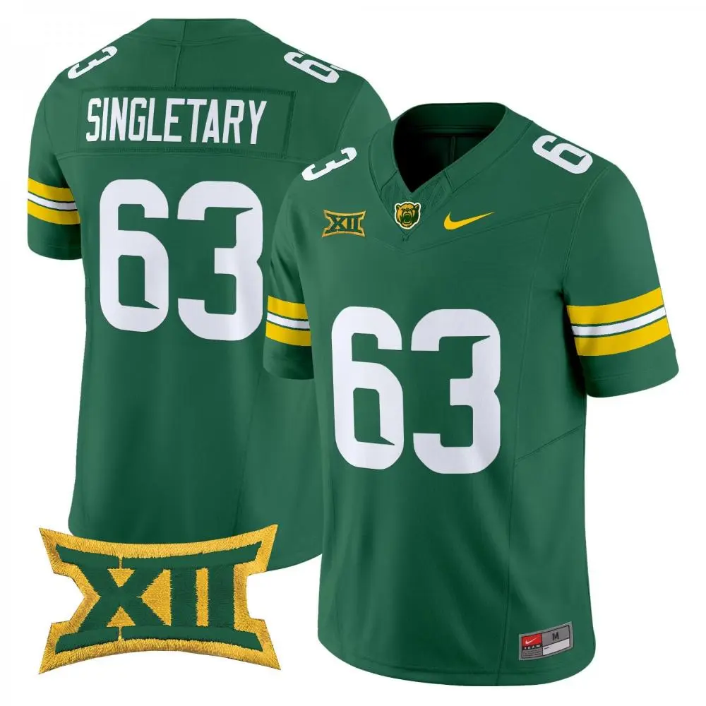 Baylor Bears #63 Mike Singletary 2025 Green Basketball Football Jersey