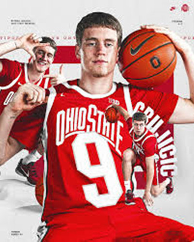 Ohio State Buckeyes #9 Mathieu Grujicic Nike 2025 Scarlet Primary College Basketball Game Jersey