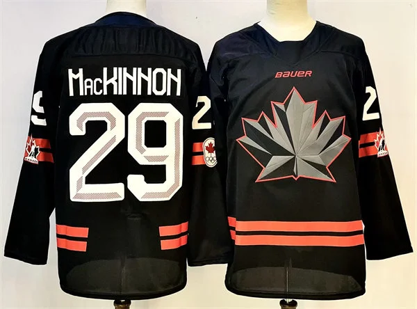 Men's Canada #29 Nathan MacKinnon 2026 Canada Olympic Hockey Black