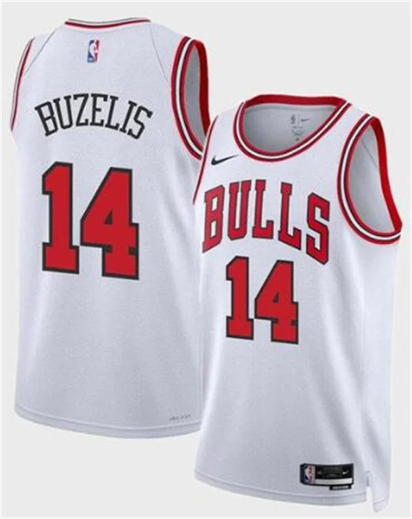 Mens Chicago Bulls #14 Matas Buzelis Nike White Association Edition Swingman Jersey