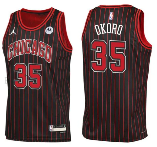 Mens Chicago Bulls #35 Isaac Okoro Black Statement Edition Swingman Jersey