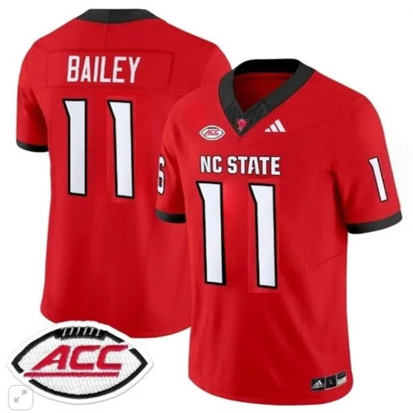 NC State Wolfpack #11 CJ Bailey 2025 Home Red Football Game Jersey