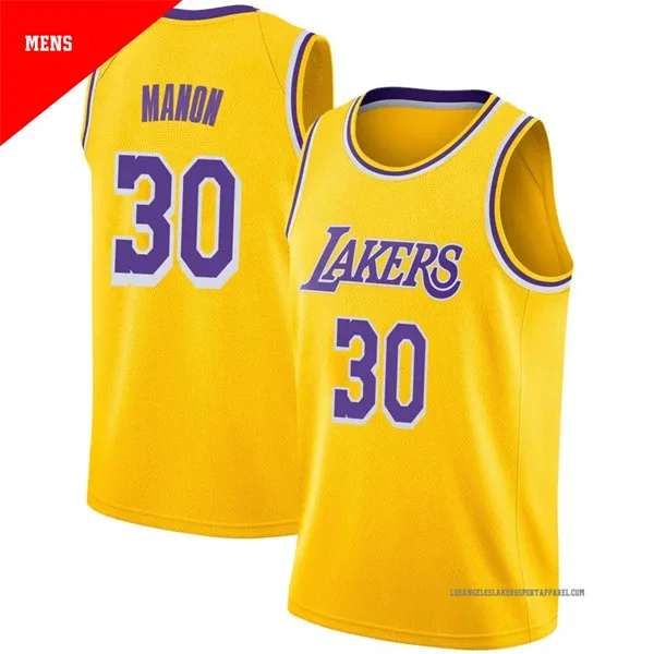 Mens Los Angeles Lakers #30 Chris Manon Nike Gold Icon Edition Swingman Jersey