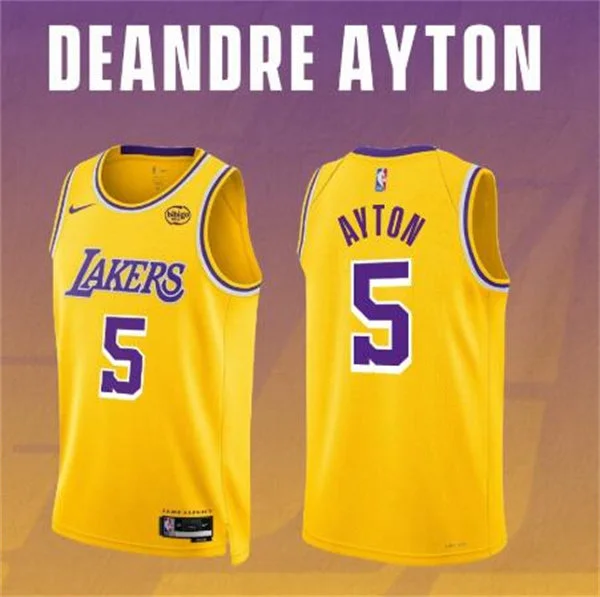 Mens Los Angeles Lakers #5 Deandre Ayton Nike Gold Icon Edition Swingman Jersey