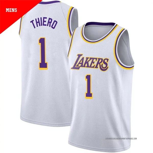 Mens Los Angeles Lakers #1 Adou Thiero Nike White Association Edition Swingman Jersey