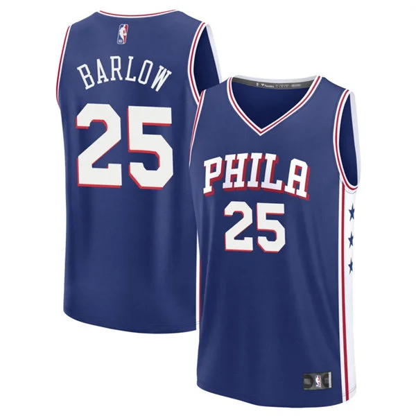 Mens Philadelphia 76ers #25 Dominick Barlow Nike Blue Icon Edition Swingman Jersey