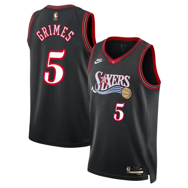 Mens Philadelphia 76ers #5 Quentin Grimes Nike Black Hardwood Classics Swingman Jersey