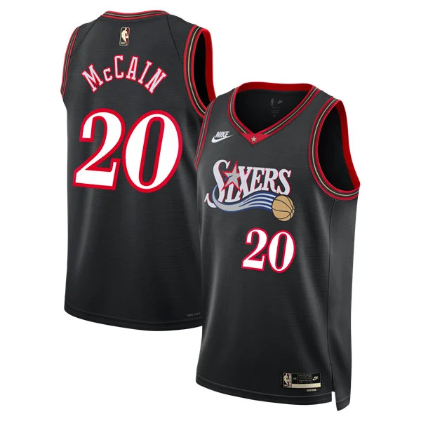 Mens Philadelphia 76ers #20 Jared McCain Nike Black Hardwood Classics Swingman Jersey