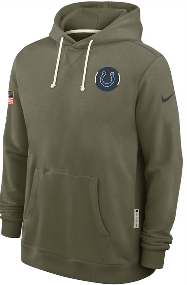 Indianapolis Colts Nike Olive 2025 Salute to Service Hoodie Embroidered Quality